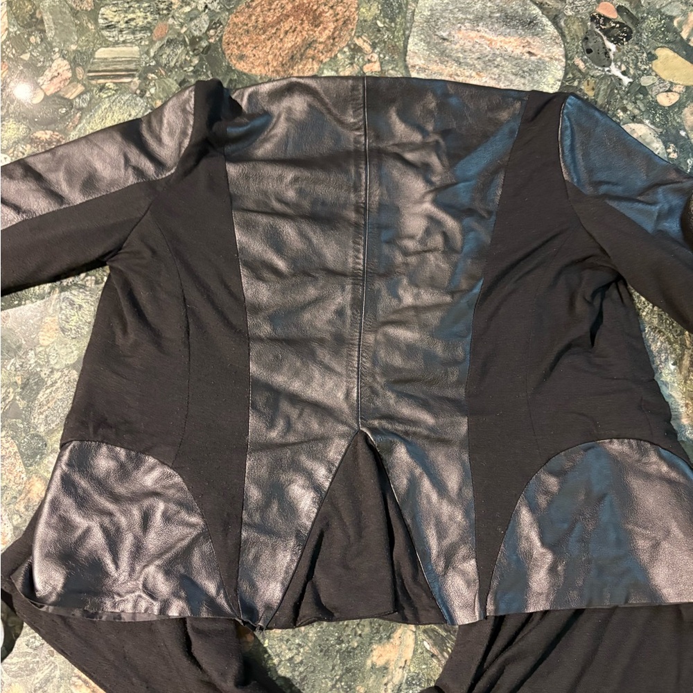 Leather asymmetric jacket